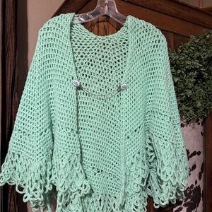 True Vintage Hand Crochet Granny Shawl 1950’s